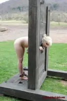 Fetish Locked in Stocks Naked