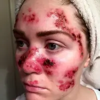 Woman with Skin Cancer From Tanning Beds